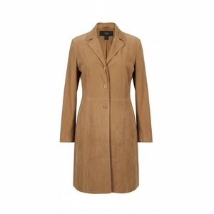 Vintage Halston Studio Women's Tan 100% Suede Leather Long Duster Trench Coat XL